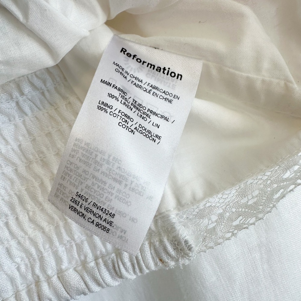 Reformation | Violet 100% Linen Crop Top & Wide Leg Pant Two Piece Set White - Picture 10 of 10